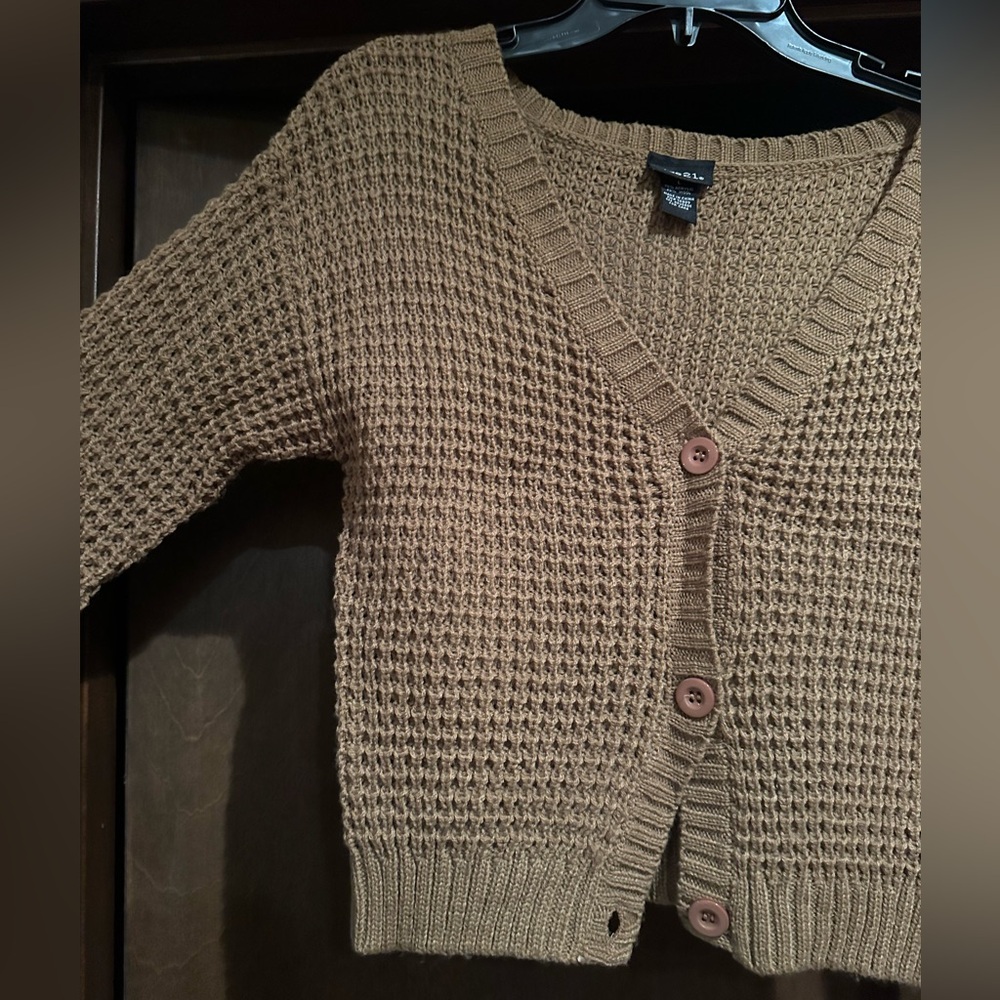 Brown Cropped Cardigan Sweater